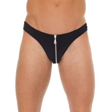 Mens Black G-String With Zipper On Pouch Mens Black G-String With Zipper On Pouch