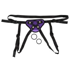 Purple And Black Universal Harness Strap-On Purple And Black Universal Harness Strap-On