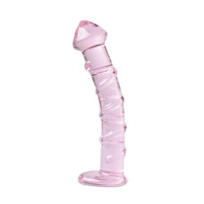 Textured Pink Glass Dildo Textured Pink Glass Dildo