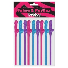 Lovetoy Pack Of 9 Willy Straws Blue Pink And Purple Lovetoy Pack Of 9 Willy Straws Blue Pink And Purple