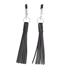 Nipple Clamps With Black Leather Tassels Nipple Clamps With Black Leather Tassels